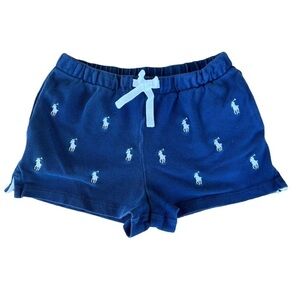 Polo Ralph Lauren Embroidered Pony Shorts Girl’s Size 5 Blue White GUC